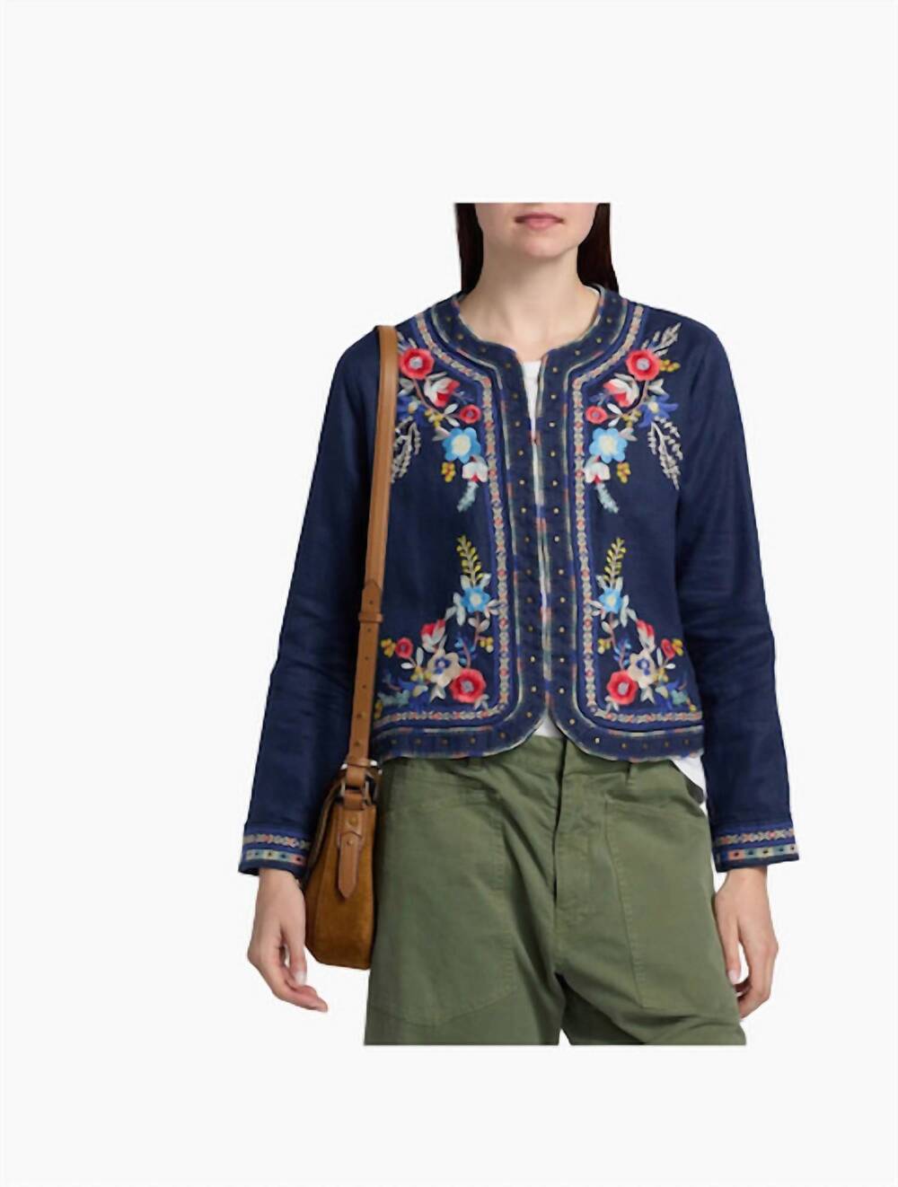 NEW JOHNNY WAS kiki linen bolero jacket in bln